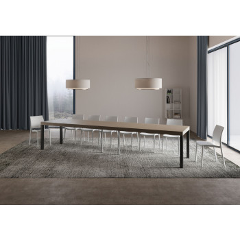 Everyday Premium Tisch mit anthrazitfarbenen Beinen D.90 - Ausziehbarer Tisch 90x120/380 cm Everyday Premium Weiße Esche mit anthrazitfarbenen Beinen