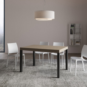 Everyday Premium Tisch mit anthrazitfarbenen Beinen D.90 - Ausziehbarer Tisch 90X140/400 cm Everyday Premium Weiße Esche mit anthrazitfarbenen Beinen