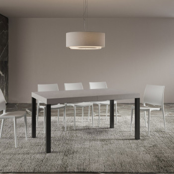 Everyday Premium Tisch mit anthrazitfarbenen Beinen D.90 - Ausziehbarer Tisch 90x160/264 cm Everyday Premium Weiße Esche mit anthrazitfarbenen Beinen