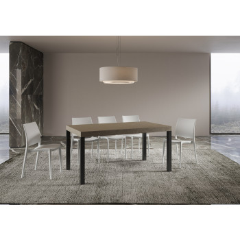 Everyday Premium Tisch mit anthrazitfarbenen Beinen D.90 - Ausziehbarer Tisch 90x160/420 cm Everyday Premium Weiße Esche mit anthrazitfarbenen Beinen
