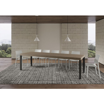 Everyday Premium Tisch mit anthrazitfarbenen Beinen D.90 - Ausziehbarer Tisch 90x200/304 cm Everyday Premium Weiße Esche mit anthrazitfarbenen Beinen