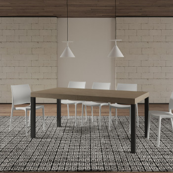 Everyday Premium Tisch mit anthrazitfarbenen Beinen D.90 - Ausziehbarer Tisch 90x200/460 cm Everyday Premium Weiße Esche mit anthrazitfarbenen Beinen