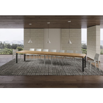 Everyday Premium Tisch mit anthrazitfarbenen Beinen D.90 - Ausziehbarer Tisch 90x200/460 cm Everyday Premium Weiße Esche mit anthrazitfarbenen Beinen