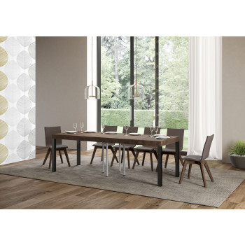 Everyday Premium Tisch mit anthrazitfarbenen Beinen D.90 - Ausziehbarer Tisch 90x90/246 cm Everyday Premium Weiße Esche mit anthrazitfarbenen Beinen