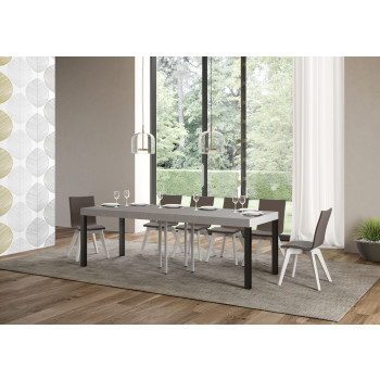 Everyday Premium Tisch mit anthrazitfarbenen Beinen D.90 - Ausziehbarer Tisch 90x90/246 cm Everyday Premium Weiße Esche mit anthrazitfarbenen Beinen