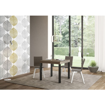 Everyday Premium Tisch mit anthrazitfarbenen Beinen D.90 - Ausziehbarer Tisch 90x90/246 cm Everyday Premium Weiße Esche mit anthrazitfarbenen Beinen