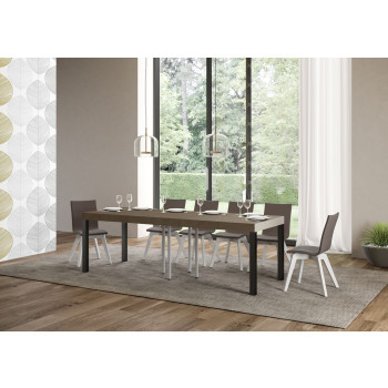 Everyday Premium Tisch mit anthrazitfarbenen Beinen D.90 - Ausziehbarer Tisch 90x90/246 cm Everyday Premium Weiße Esche mit anthrazitfarbenen Beinen