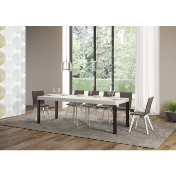 Everyday Premium Tisch mit anthrazitfarbenen Beinen D.90 - Ausziehbarer Tisch 90x90/246 cm Everyday Premium Weiße Esche mit anthrazitfarbenen Beinen