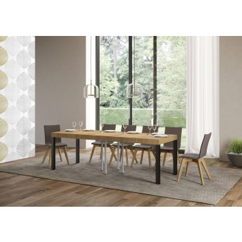 Everyday Premium Tisch mit anthrazitfarbenen Beinen D.90 - Ausziehbarer Tisch 90x90/246 cm Everyday Premium Weiße Esche mit anthrazitfarbenen Beinen