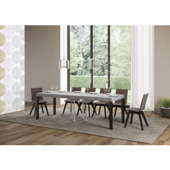 Everyday Premium Tisch mit anthrazitfarbenen Beinen D.90 - Ausziehbarer Tisch 90x90/246 cm Everyday Premium Weiße Esche mit anthrazitfarbenen Beinen