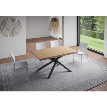 Famas Tisch = Vindral Barked Massivholz - Fester Tisch 90x160 cm Vindral Barked Eiche anthrazit Beine