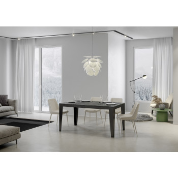 Flame Evolution Tisch mit anthrazitfarbenen Beinen und Rahmen D.90 - Ausziehbarer Tisch 120/224x90 cm Flame Evolution Weißesche mit anthrazitfarbenem Rahmen und Beinen