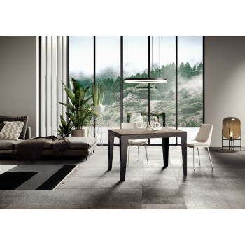 Flame Evolution Tisch mit anthrazitfarbenen Beinen und Rahmen D.90 - Ausziehbarer Tisch 160/420x90 cm Flame Evolution Weißesche mit anthrazitfarbenem Rahmen und Beinen