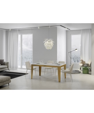 Flame Evolution Gold Tisch - Ausziehbarer Tisch 90x180/284 cm Flame Evolution Weiße Esche Goldrahmen