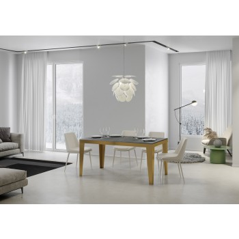 Flame Evolution Gold Tisch - Ausziehbarer Tisch 90x180/440 cm Flame Evolution Weiße Esche Goldrahmen