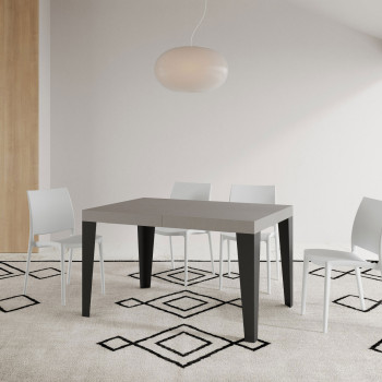 Flame Tisch mit anthrazitfarbenen Beinen D.90 - Ausziehbarer Tisch 120/224x90 cm Flame weiße Esche mit anthrazitfarbenen Beinen