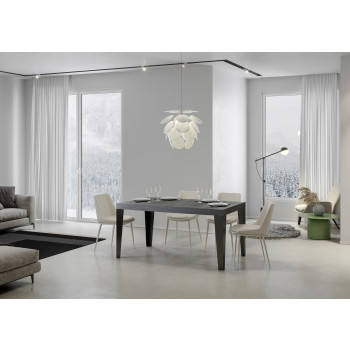 Flame Tisch mit anthrazitfarbenen Beinen D.90 - Ausziehbarer Tisch 130/234x90 cm Flame Weißesche mit anthrazitfarbenen Beinen