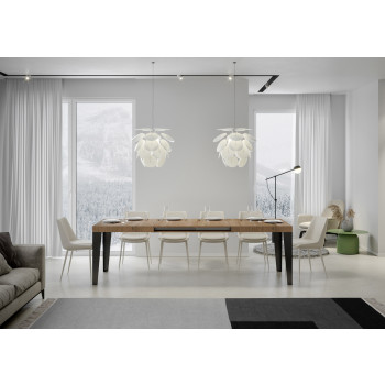 Flame Tisch mit anthrazitfarbenen Beinen D.90 - Ausziehbarer Tisch 180/284x90 cm Flame Weißesche mit anthrazitfarbenen Beinen