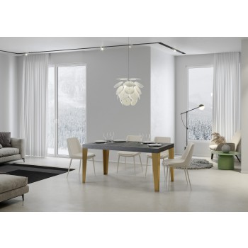 Flame Gold Tisch - Ausziehtisch 90x130/234 cm Flame Weiß Esche Goldrahmen