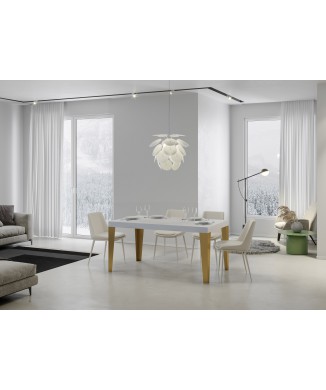 Flame Gold Tisch - Ausziehtisch 90x130/234 cm Flame Weiß Esche Goldrahmen