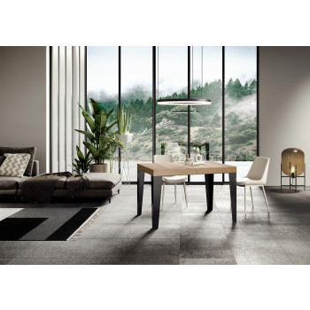 Flame Premium Tisch mit anthrazitfarbenen Beinen D.90 - Ausziehbarer Tisch 130/234x90 cm Flame Premium Weißesche mit anthrazitfarbenen Beinen