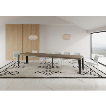 Flame Premium Tisch mit anthrazitfarbenen Beinen D.90 - Ausziehbarer Tisch 140/400x90 cm Flame Premium Weißesche mit anthrazitfarbenen Beinen