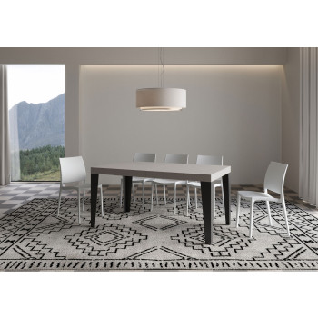 Flame Premium Tisch mit anthrazitfarbenen Beinen D.90 - Ausziehbarer Tisch 160/264x90 cm Flame Premium Weißesche mit anthrazitfarbenen Beinen