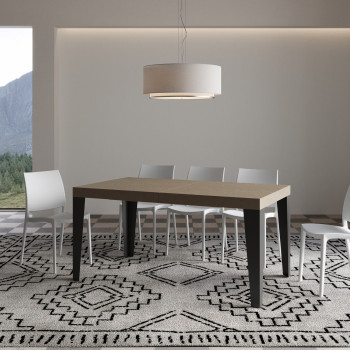 Flame Premium Tisch mit anthrazitfarbenen Beinen D.90 - Ausziehbarer Tisch 160/264x90 cm Flame Premium Weißesche mit anthrazitfarbenen Beinen