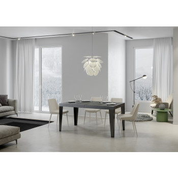 Flame Premium Tisch mit anthrazitfarbenen Beinen D.90 - Ausziehbarer Tisch 160/264x90 cm Flame Premium Weißesche mit anthrazitfarbenen Beinen