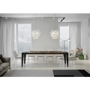 Flame Premium Tisch mit anthrazitfarbenen Beinen D.90 - Ausziehbarer Tisch 180/284x90 cm Flame Premium Weißesche mit anthrazitfarbenen Beinen