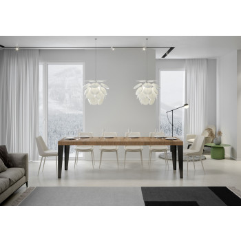 Flame Premium Tisch mit anthrazitfarbenen Beinen D.90 - Ausziehbarer Tisch 180/284x90 cm Flame Premium Weißesche mit anthrazitfarbenen Beinen