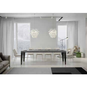 Flame Premium Tisch mit anthrazitfarbenen Beinen D.90 - Ausziehbarer Tisch 180/440x90 cm Flame Premium Weißesche mit anthrazitfarbenen Beinen