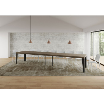 Flame Premium Tisch mit anthrazitfarbenen Beinen D.90 - Ausziehbarer Tisch 200/460x90 cm Flame Premium Weißesche mit anthrazitfarbenen Beinen