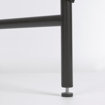 Galatia Tisch aus schwarzem Melamin mit schwarz lackierten Metallbeinen 120 x 60 cm