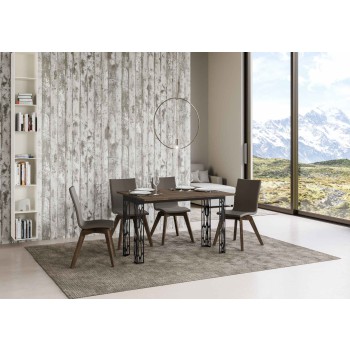 Ghibli Doppeltisch - 120/200x45/90 cm Ghibli Doppel-Klapptisch aus natürlicher Eiche mit anthrazitfarbenem Gestell