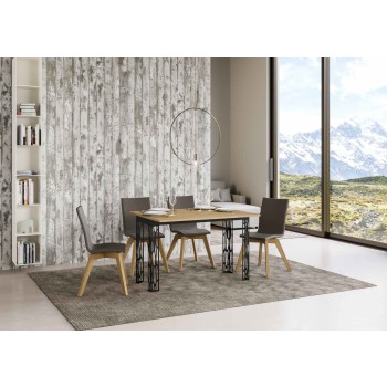 Ghibli Doppeltisch - 120/200x45/90 cm Ghibli Doppel-Klapptisch aus Natureiche mit anthrazitfarbenem Gestell