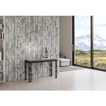 Ghibli Doppeltisch - 120/200x45/90 cm Ghibli Doppel-Klapptisch aus Natureiche mit anthrazitfarbenem Gestell