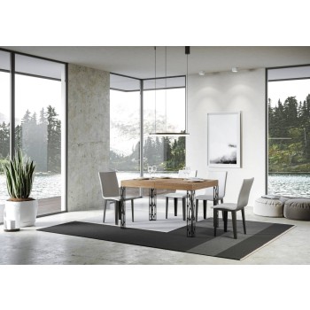 Ghibli Tisch - Ausziehtisch 90x120/224 cm Ghibli Weiße Esche Anthrazit Gestell