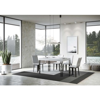 Ghibli Tisch - Ausziehtisch 90x140/244 cm Ghibli Weiße Esche Anthrazit Gestell