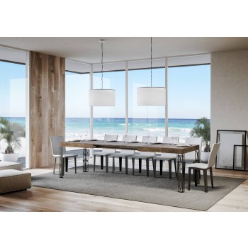 Ghibli Tisch - Ausziehtisch 90x160/264 cm Ghibli Weiße Esche Anthrazit Gestell