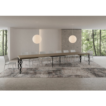 Karamay-Tisch mit anthrazitfarbenen Beinen D.90 - Ausziehbarer Tisch 200/460x90 cm Karamay-Weißesche mit anthrazitfarbenen Beinen