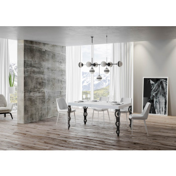 Karamay Tisch D.80 - Ausziehbarer Tisch 160/244x80 cm Karamay Weißesche mit anthrazitfarbenen Beinen