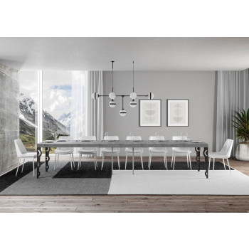 Karamay Premium Tisch mit anthrazitfarbenen Beinen D.90 - Ausziehbarer Tisch 130/390x90 cm Karamay Premium Weißesche mit anthrazitfarbenen Beinen