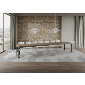 Karamay Premium Tisch mit anthrazitfarbenen Beinen D.90 - Ausziehbarer Tisch 160/420x90 cm Karamay Premium Weißesche mit anthrazitfarbenen Beinen