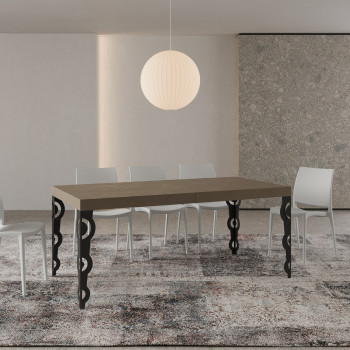 Karamay Premium Tisch mit anthrazitfarbenen Beinen D.90 - Ausziehbarer Tisch 200/304x90 cm Karamay Premium Weißesche mit anthrazitfarbenen Beinen