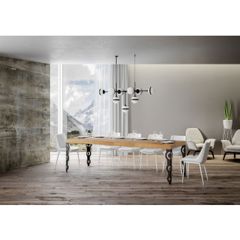 Karamay Premium Tisch mit anthrazitfarbenen Beinen D.90 - Ausziehbarer Tisch 200/304x90 cm Karamay Premium Weißesche mit anthrazitfarbenen Beinen