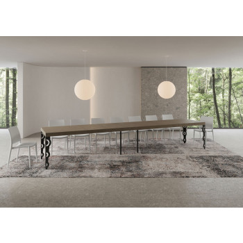 Karamay Premium Tisch mit anthrazitfarbenen Beinen D.90 - Ausziehbarer Tisch 200/460x90 cm Karamay Premium Weißesche mit anthrazitfarbenen Beinen