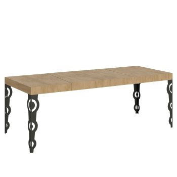 Karamay Premium Tisch mit anthrazitfarbenen Beinen D.90 - Ausziehbarer Tisch 200/460x90 cm Karamay Premium Weißesche mit anthrazitfarbenen Beinen