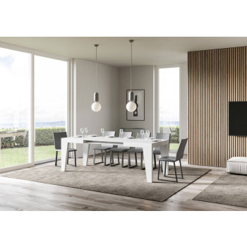 Naxy Tisch D.90 - Ausziehbarer Tisch 140/400x90 cm Naxy Esche weiß