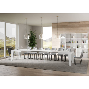 Naxy Tisch D.90 - Ausziehbarer Tisch 140/400x90 cm Naxy Esche weiß